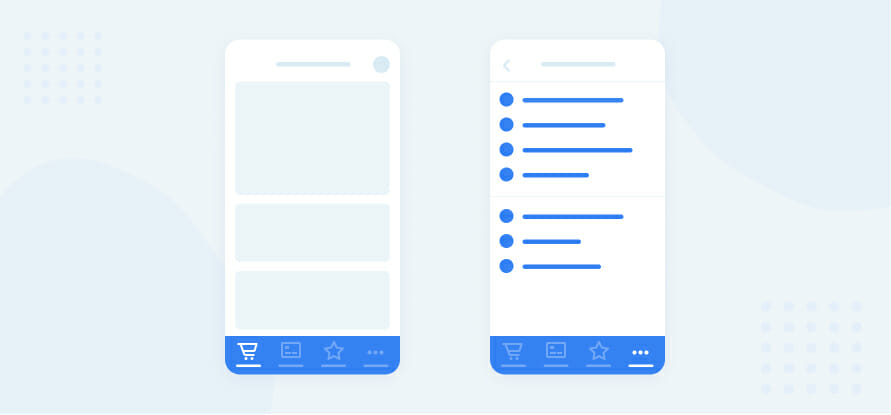 A low fidelity wireframe of a mobile app screens interface design and UX design