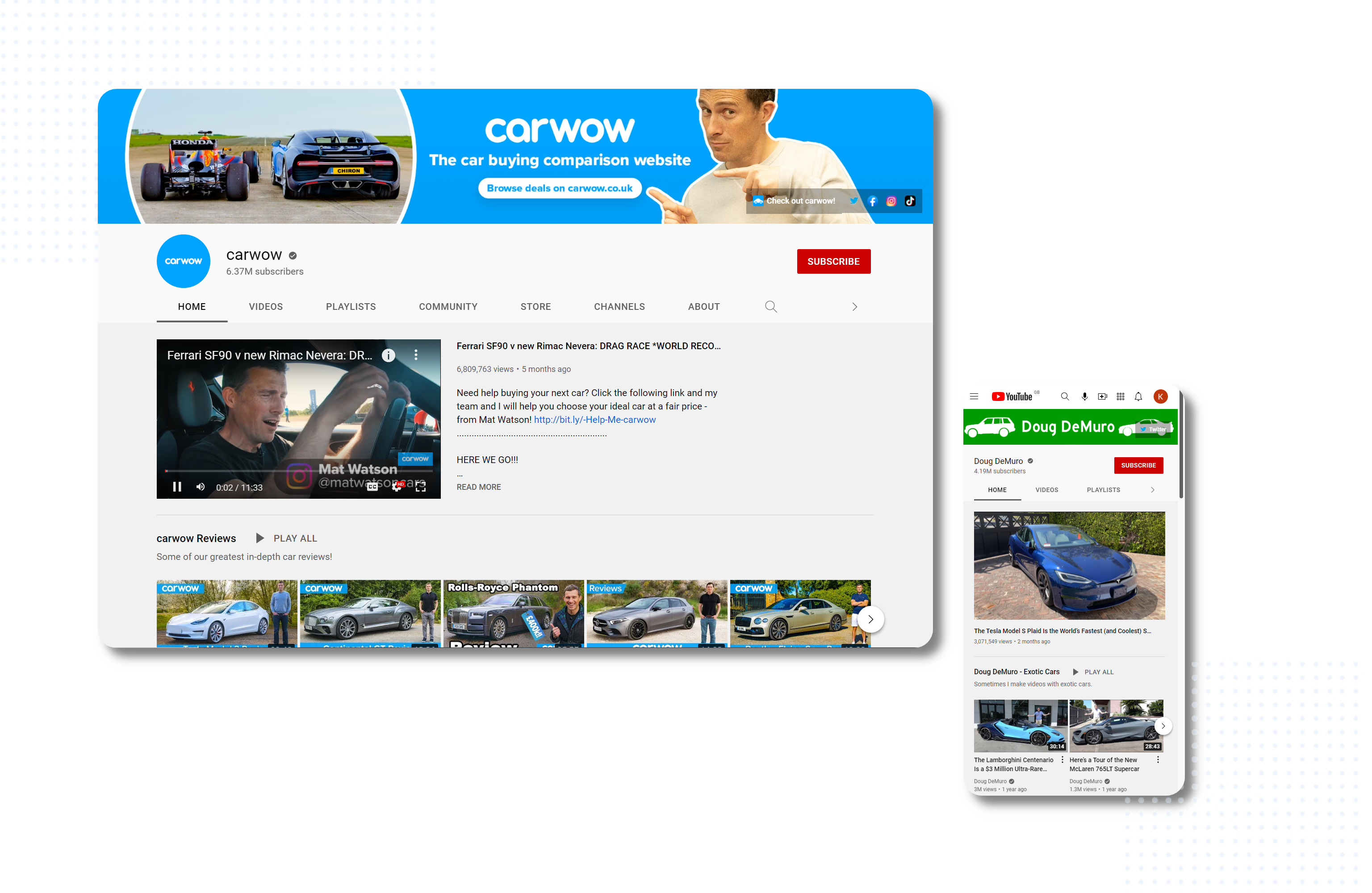 Screenshot of an online car dealership website design