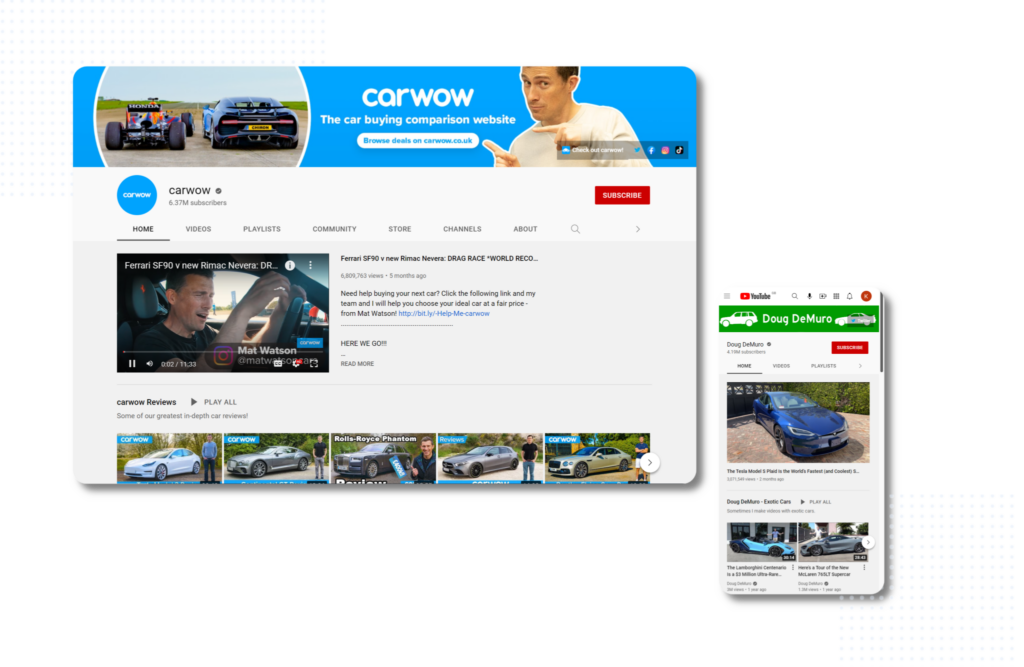 Screenshot of an online car dealership website design 