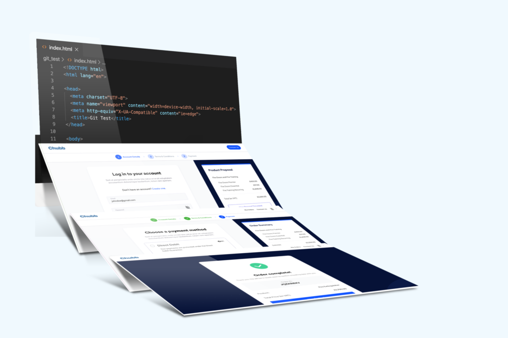 Computer screen displaying fullstack web development and software development for a customer portal